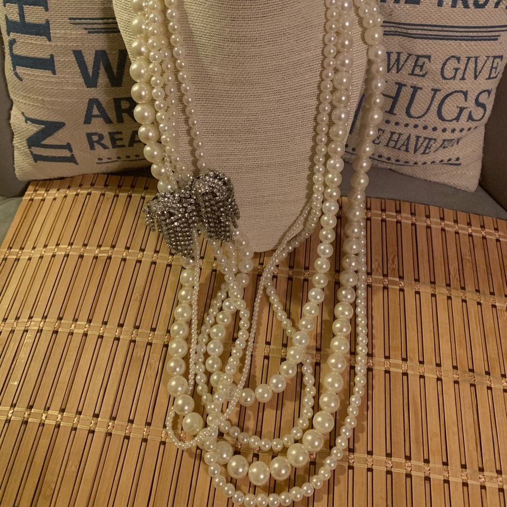 Multi strand pearl necklace